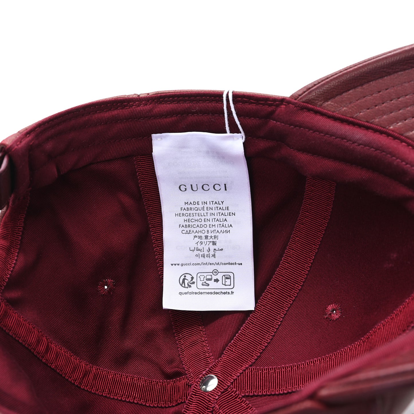 Calfskin Interlocking G Baseball Hat S Bordeaux