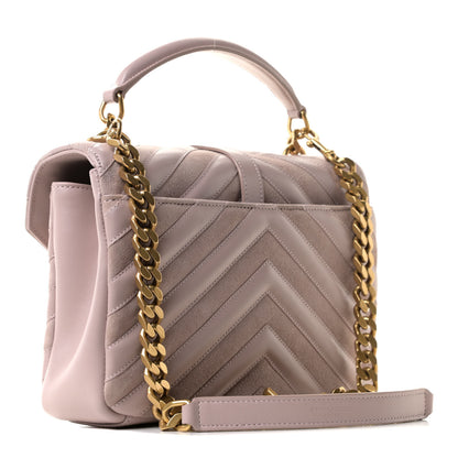 Saint Laurent Calfskin Suede Matelasse Chevron Medium Monogram College Bag Rose Poudre 3 of 10