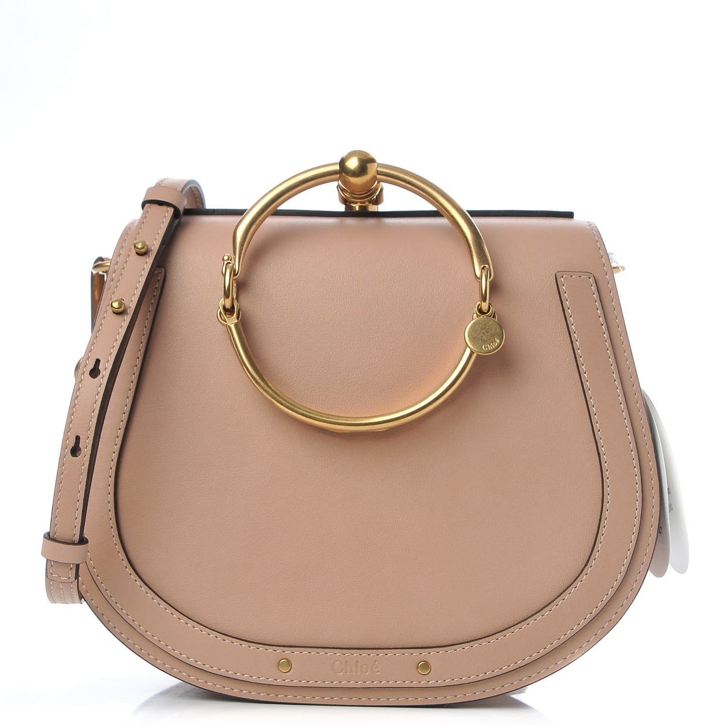 Calfskin Suede Medium Nile Bracelet Bag Biscotti Beige