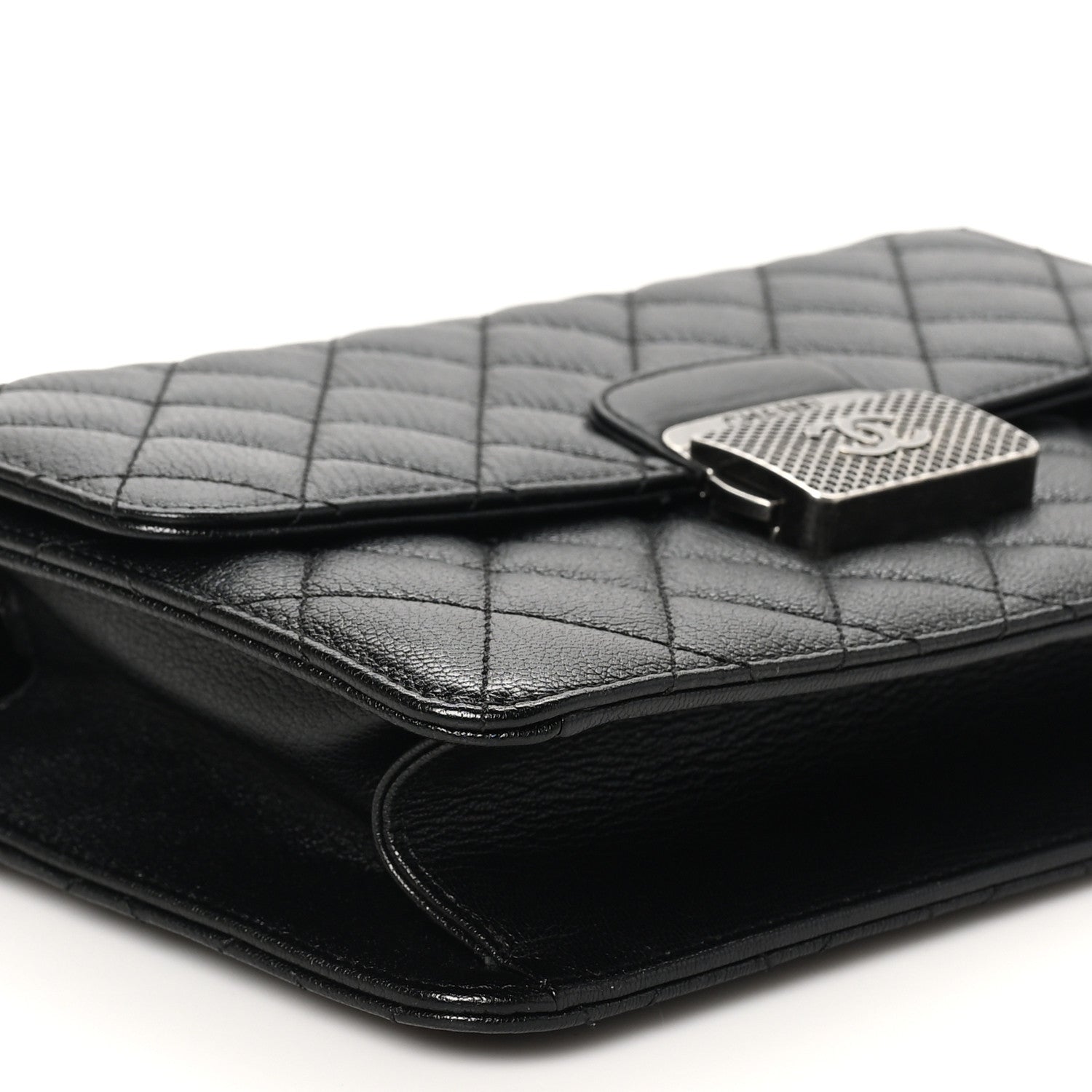 Chanel Goatskin Quilted Small CC University Top Handle Flap Black 9 of 10