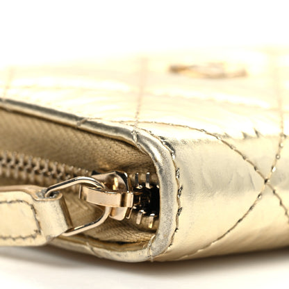 Chanel Hammered Metallic Calfskin Quilted Zip Coin Purse Gold 9 of 10
