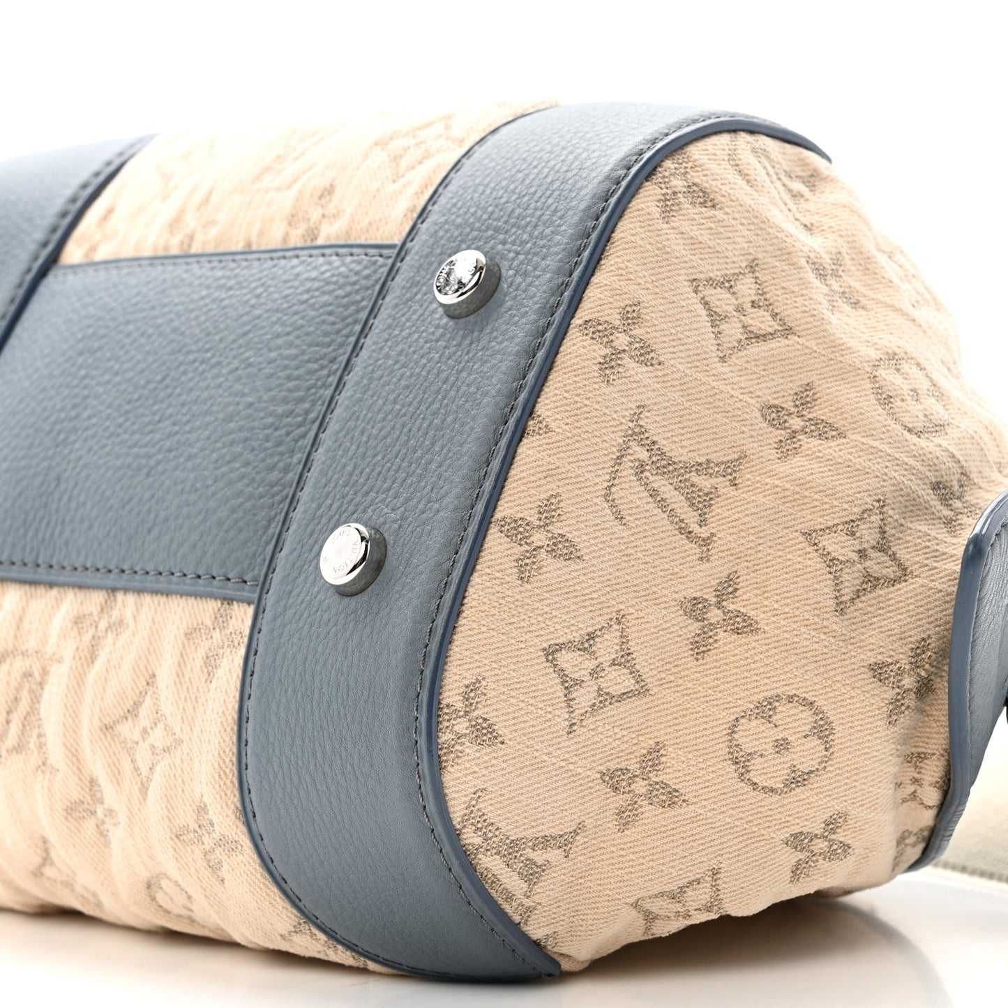 Monogram Denim Pochette Round Blue