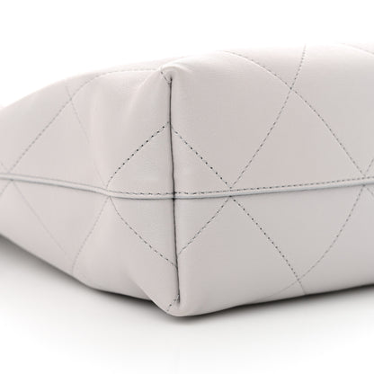 Chanel Shiny Lambskin Lambskin Quilted Medium Hobo Grey 10 of 12