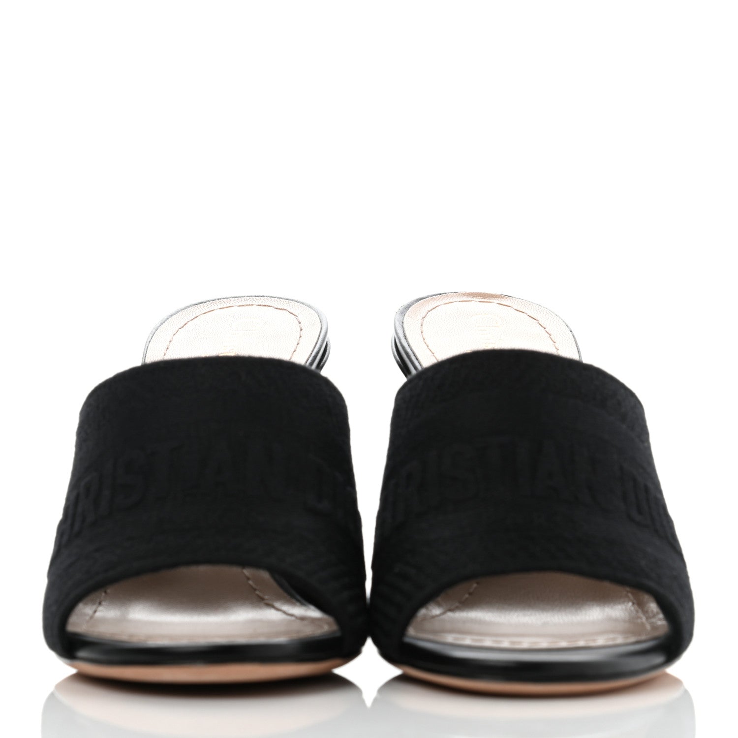 Christian Dior Cotton Embroidered Dway 85mm Slide Sandals 37 Black 2 of 8