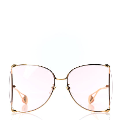 Gucci Metal Oversized Round Sunglasses GG0252S Gold Pink 2 of 4