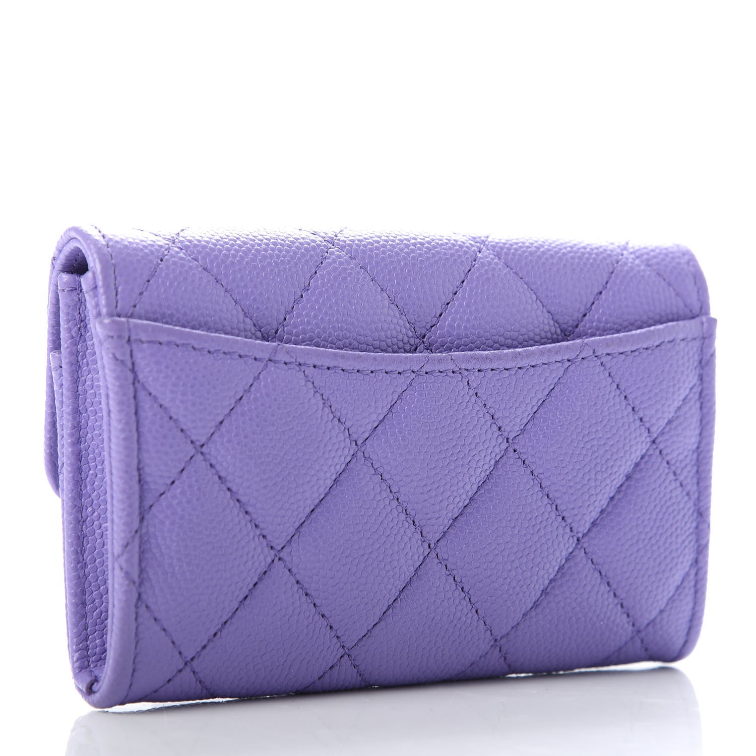 Chanel Caviar Quilted Flap Card Holder Wallet Purple 3 of 8