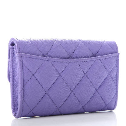 Chanel Caviar Quilted Flap Card Holder Wallet Purple 3 of 8