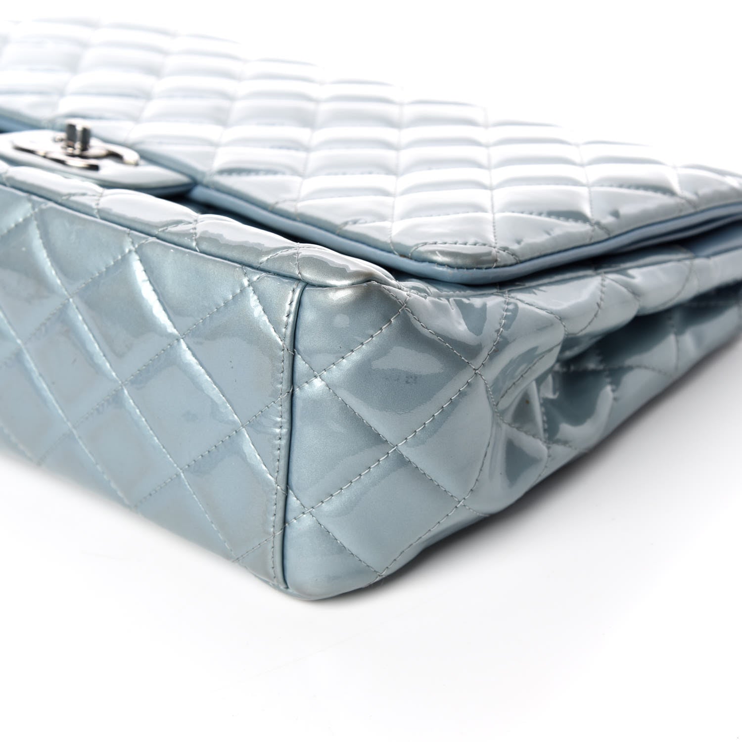 Chanel Patent Quilted Maxi Double Flap Light Blue 6 of 13
