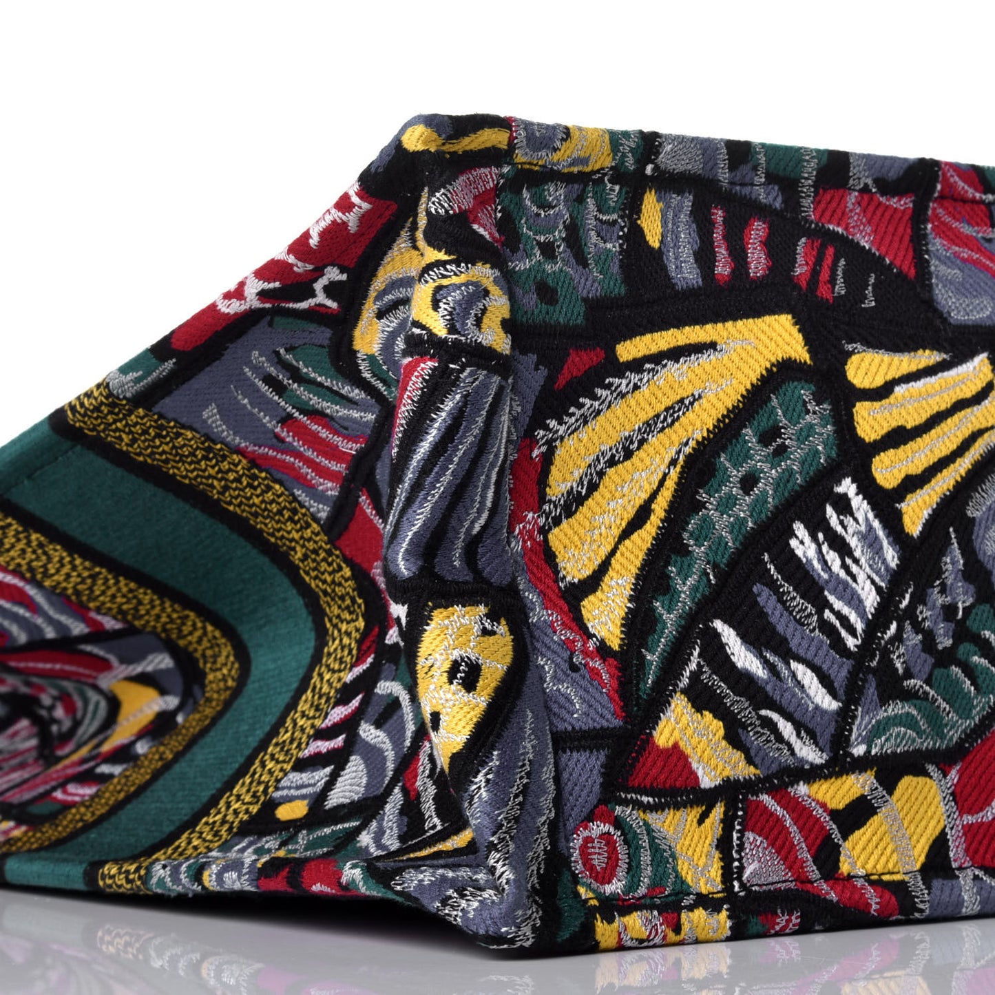 Canvas Embroidered Butterfly Book Tote Black Multicolor