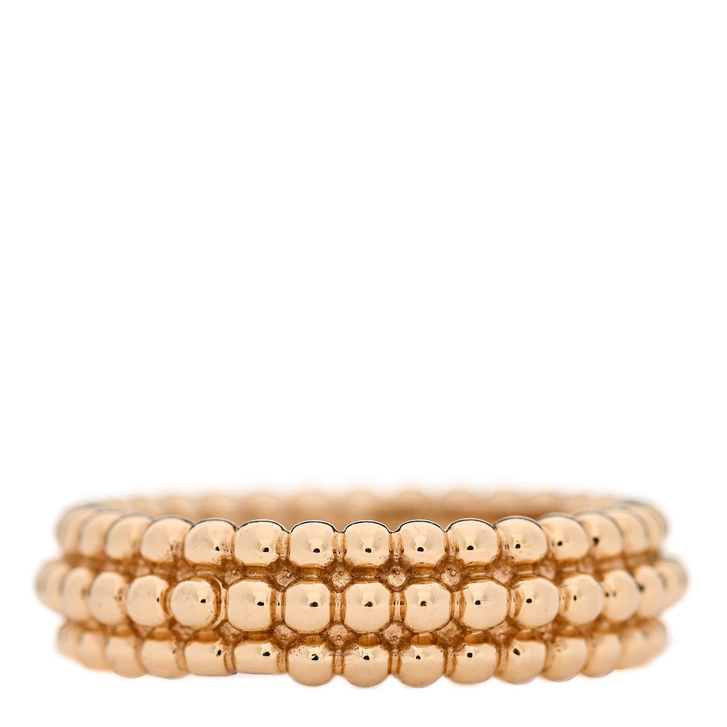18K Yellow Gold Perlee Pearls of Gold 3 Row Ring 52 6