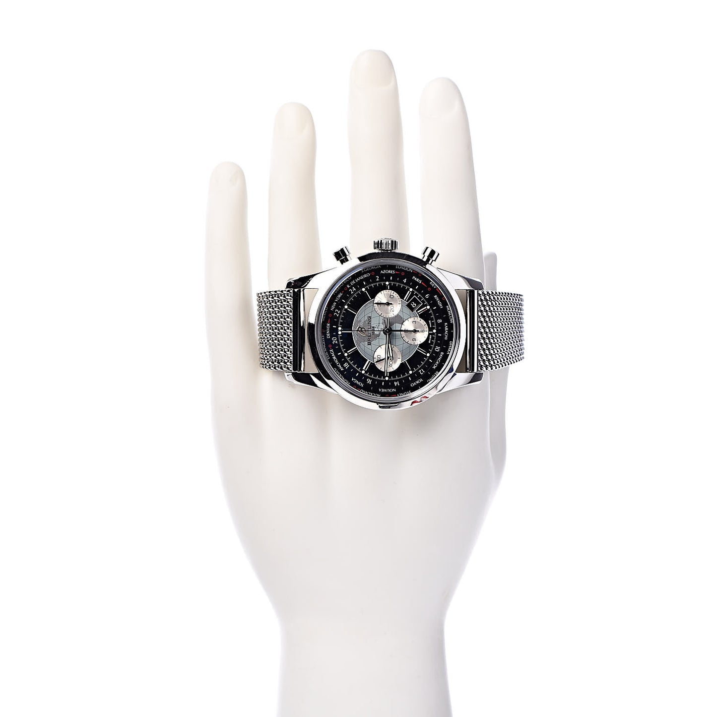 Stainless Steel 46mm Transocean Unitime Chronograph Automatic Watch Black AB0510