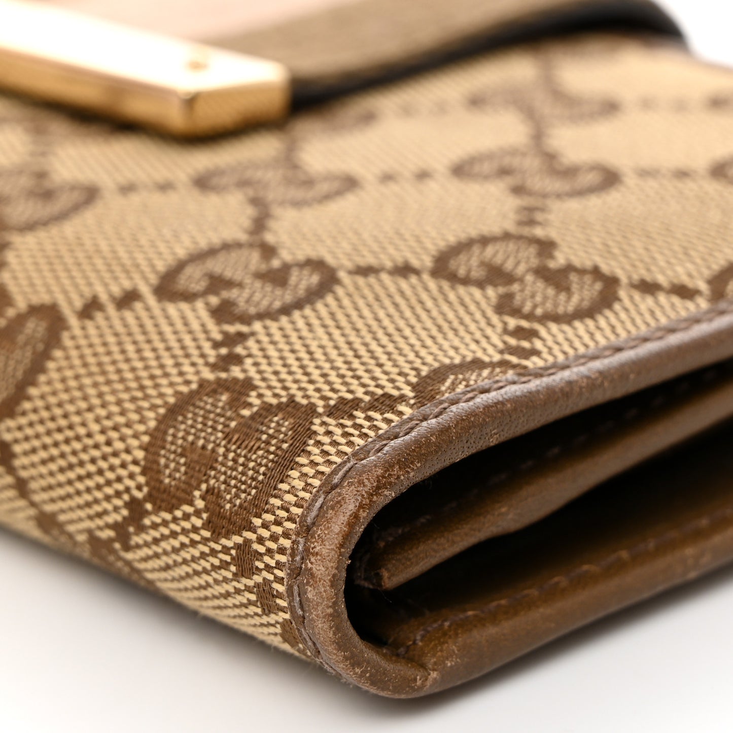 Monogram Calfskin Ladies Web Long Wallet Beige
