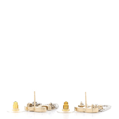 Chanel Crystal Chain CC Earrings Gold 4 of 5