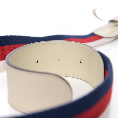 Gucci Nylon Calfskin Sylvie Web Double G 40mm Belt 80 32 Mystic White Hibiscus Red Maritime 5 of 5