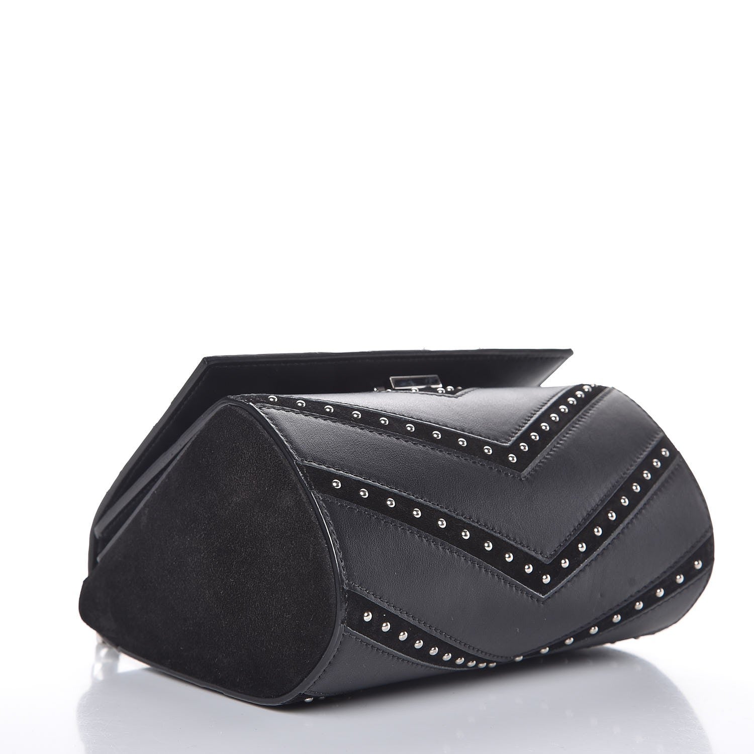 Givenchy Calfskin Suede Mini Studded Chevron Pandora Box Crossbody Bag Black 4 of 7
