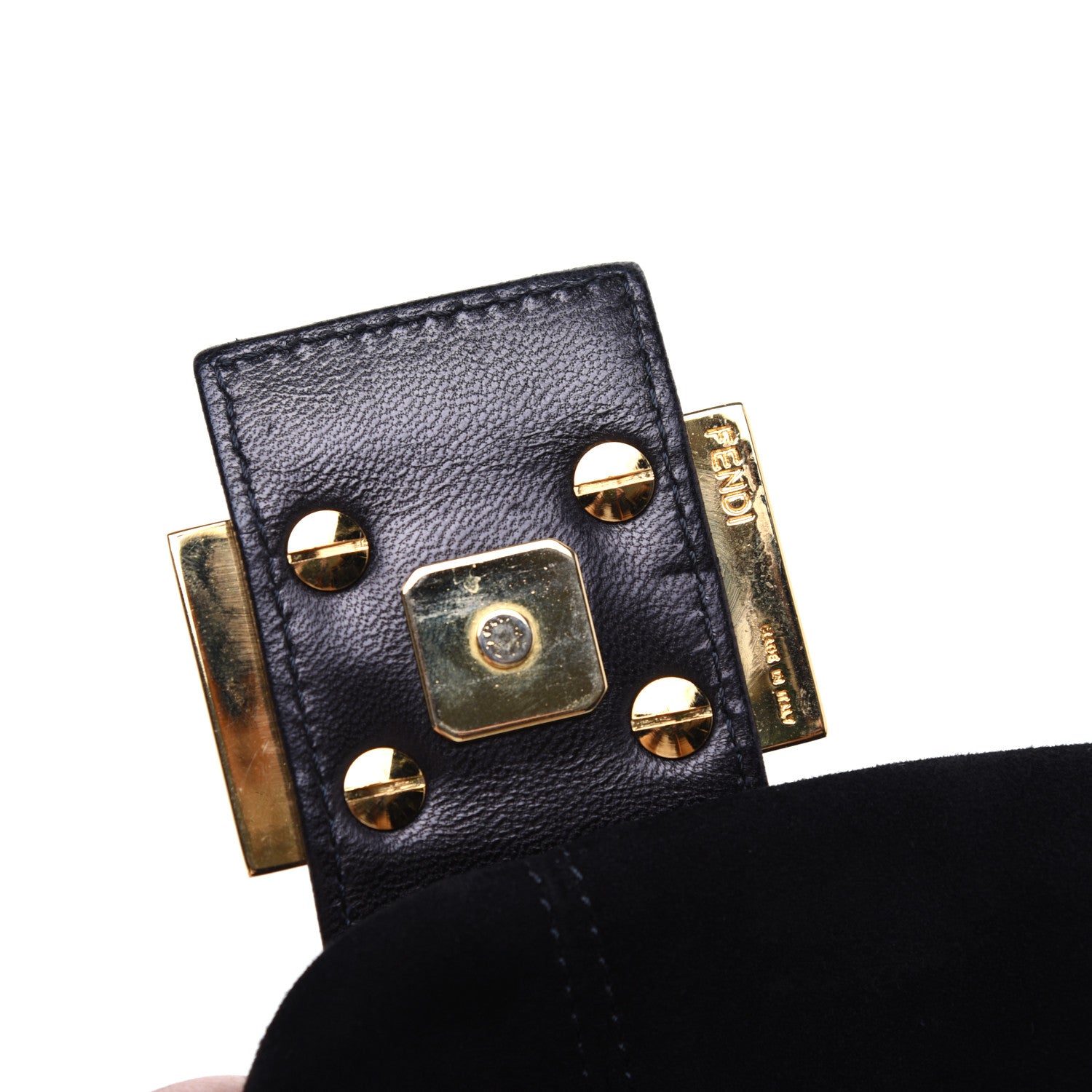 Fendi Suede Calfskin Mama Baguette Black 9 of 15