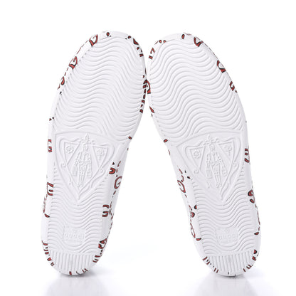 Gucci Calfskin GucciGhost Print Womens Ace Sneakers 38 White Hibiscus Red 5 of 11