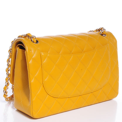Chanel Lambskin Jumbo Double Flap Yellow 3 of 10