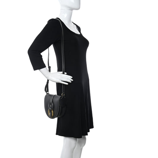 Grained Calfskin Small Darryl Saddle Crossbody Bag Black