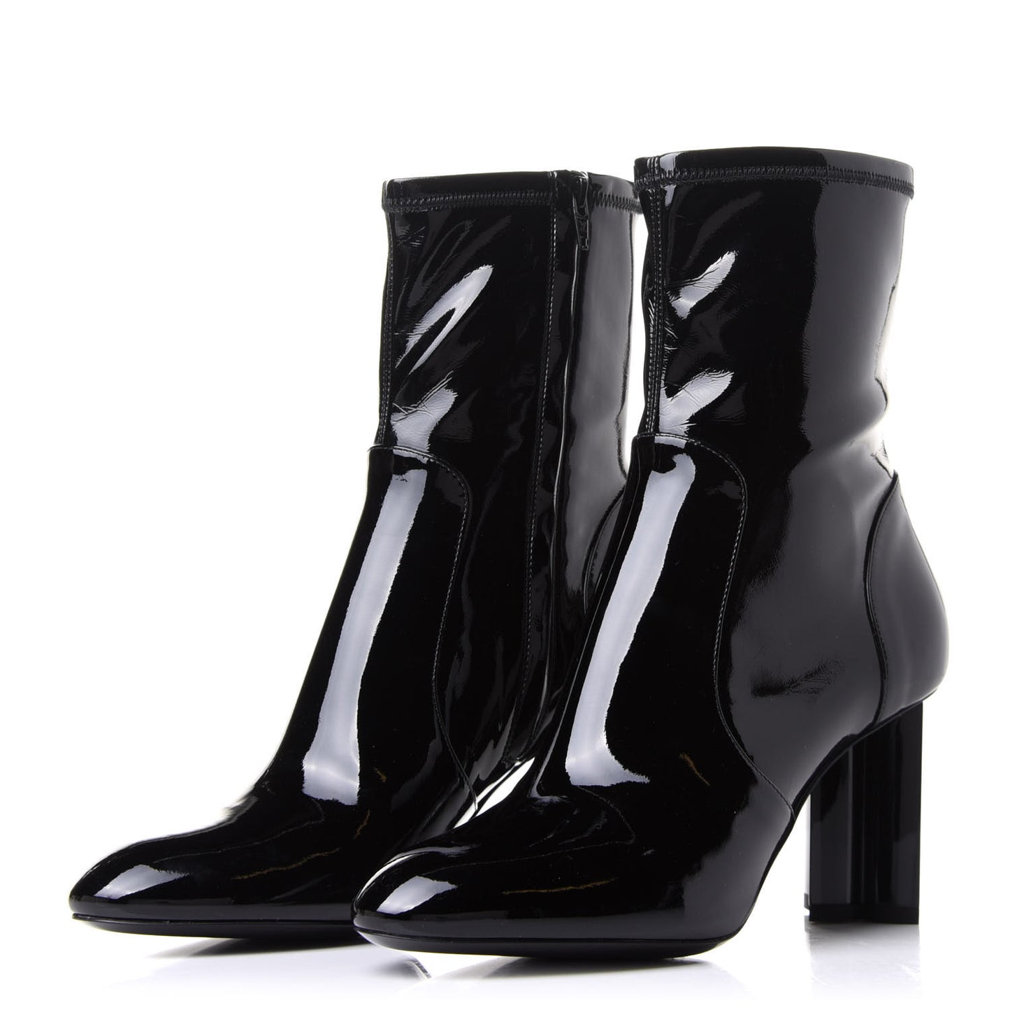 Patent Silhouette Ankle Boots 38 Black