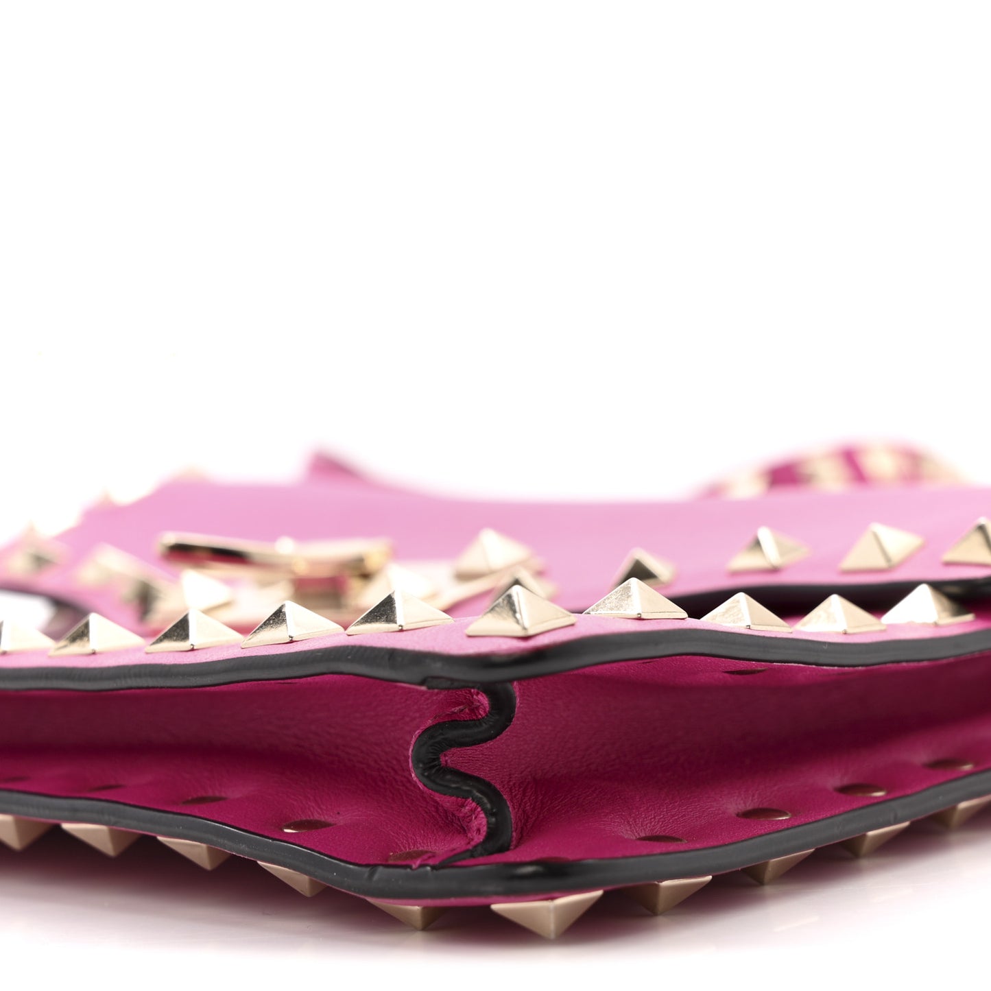 Vitello Small Rockstud Flip Lock Crossbody Bag Fuxia