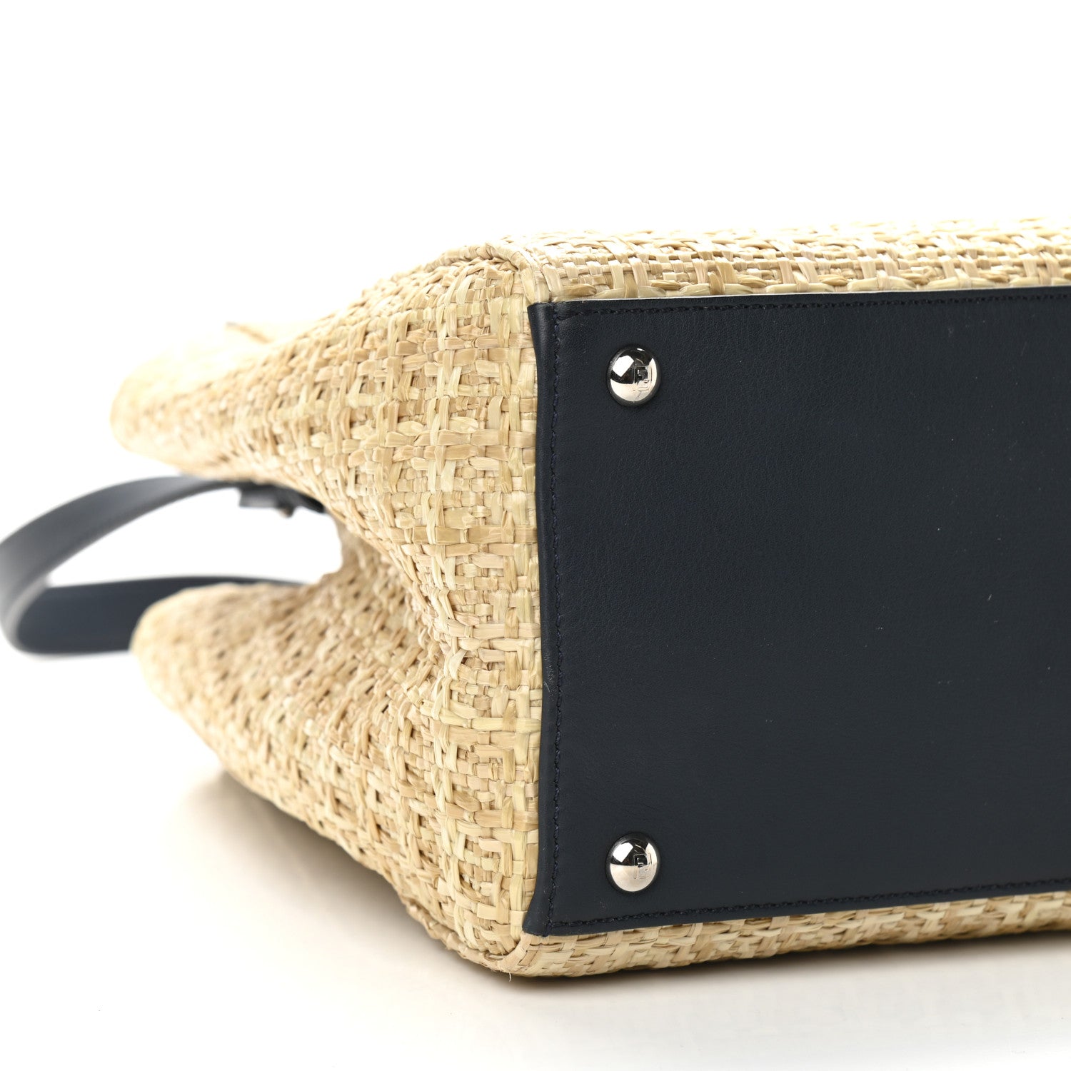 Fendi Woven Raffia Vitello Regular 2Jours Tote Natural Black 9 of 13