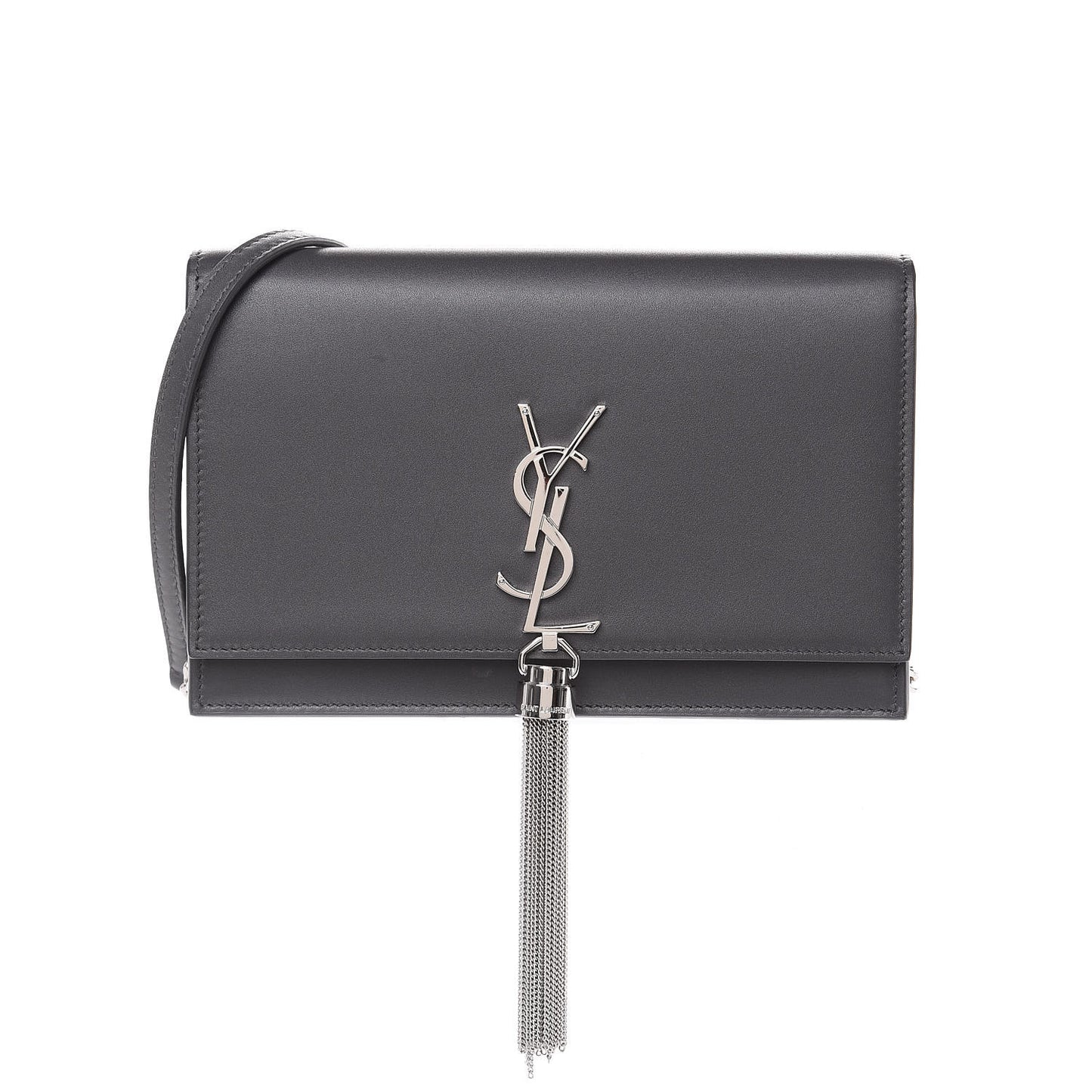 Smooth Calfskin Classic Monogram Kate Tassel Chain Wallet Asphalt