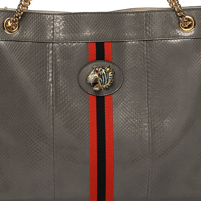 Gucci Snakeskin Large Rajah Chain Tote Dusty Grey 10 of 12