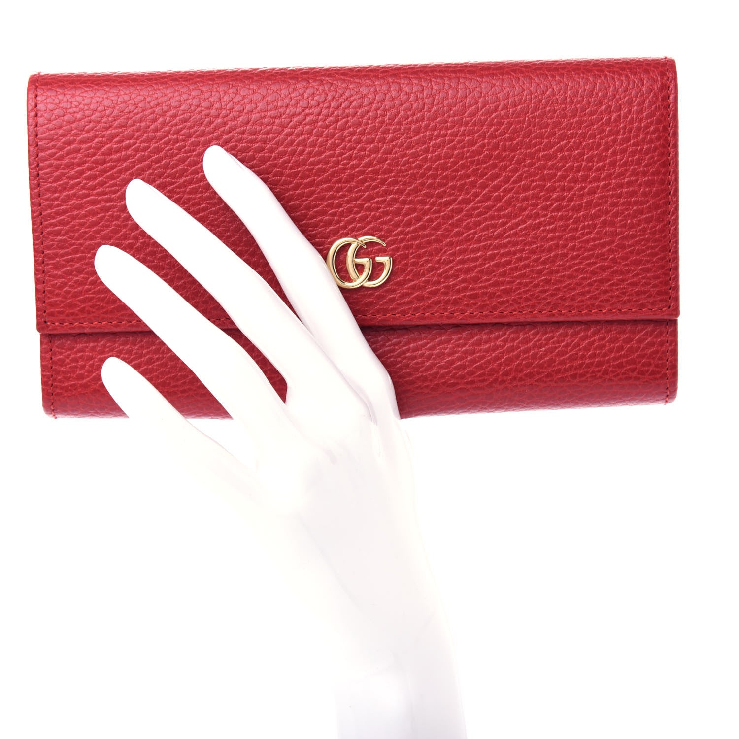 Gucci Dollar Calfskin GG Marmont Continental Wallet Hibiscus Red 2 of 8