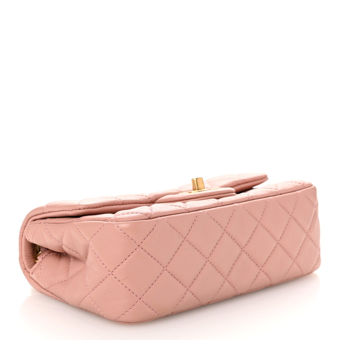 Lambskin Quilted Mini Rectangular Pearl Crush Flap Dark Pink