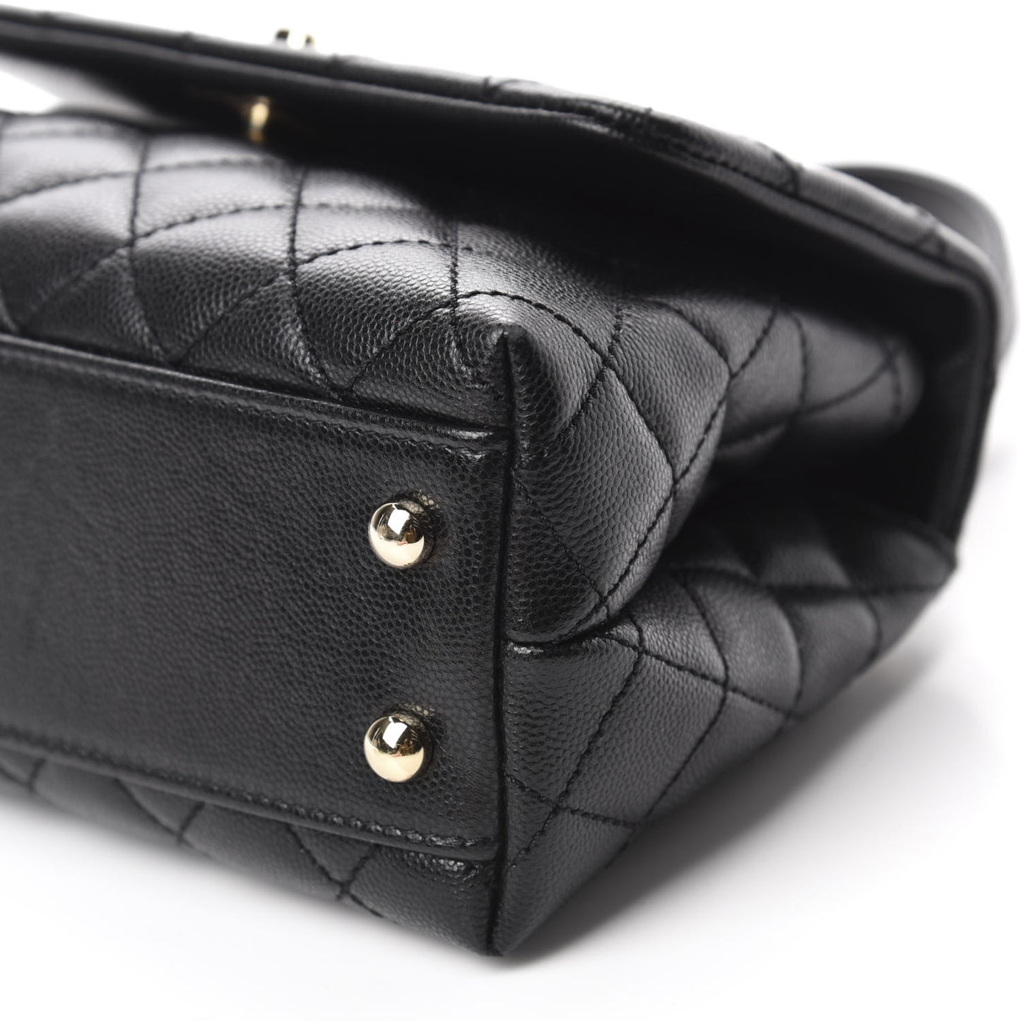 Caviar Quilted Mini Coco Handle Flap Black