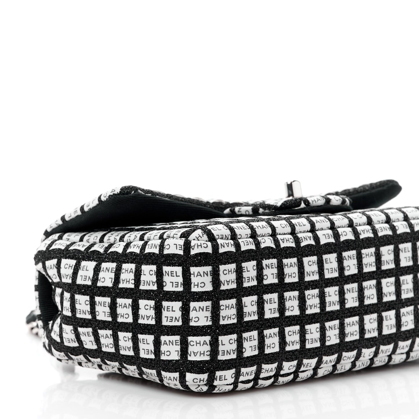 Ribbon Tweed Mini Rectangular Flap Black Ivory