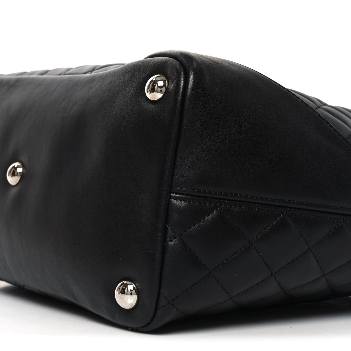 Calfskin Quilted Large Cambon Tote Black