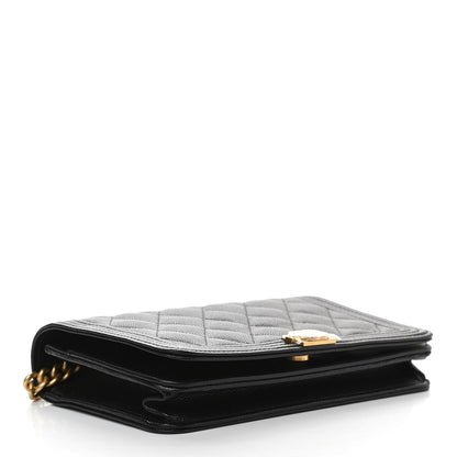 Chanel Caviar Quilted Boy Wallet On Chain WOC Black 4 of 12