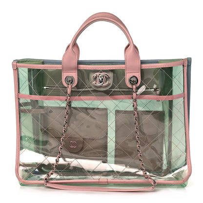 Chanel PVC Lambskin Stitched Medium Coco Splash Shopping Bag Green Pink 1 of 15