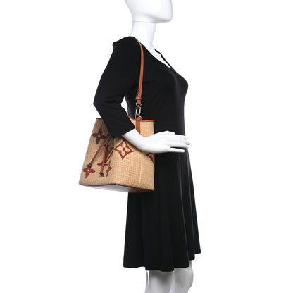 Louis Vuitton Raffia Calfskin Monogram Neonoe MM Tan 2 of 10