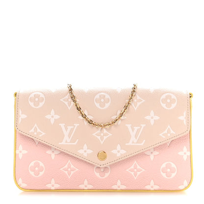 Louis Vuitton Empreinte Spring in the City Felicie Pochette Chain Wallet Pink Beige Yellow 1 of 9