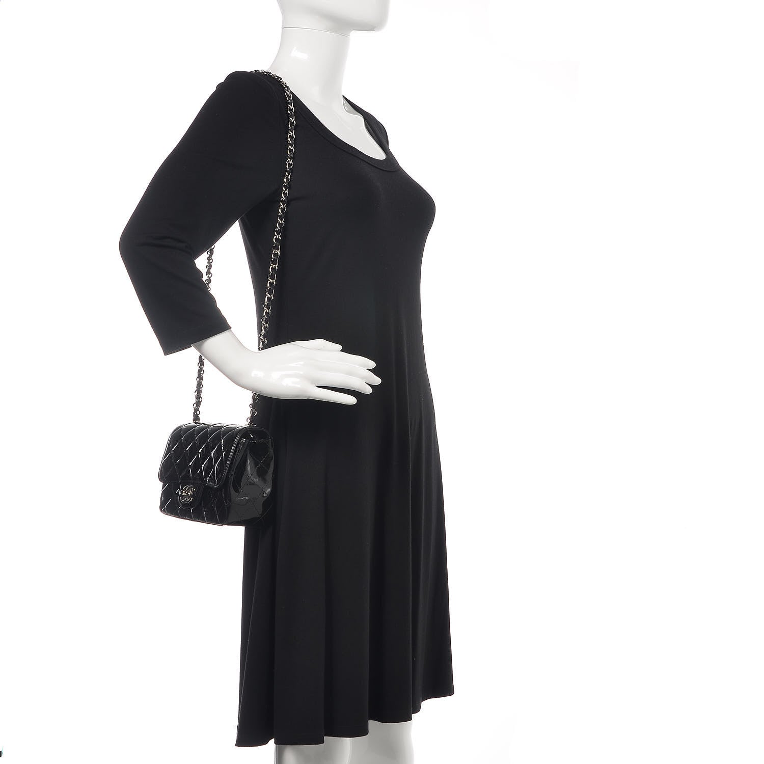 Chanel Patent Calfskin Sparkle Quilted Mini Square Flap Black 2 of 12
