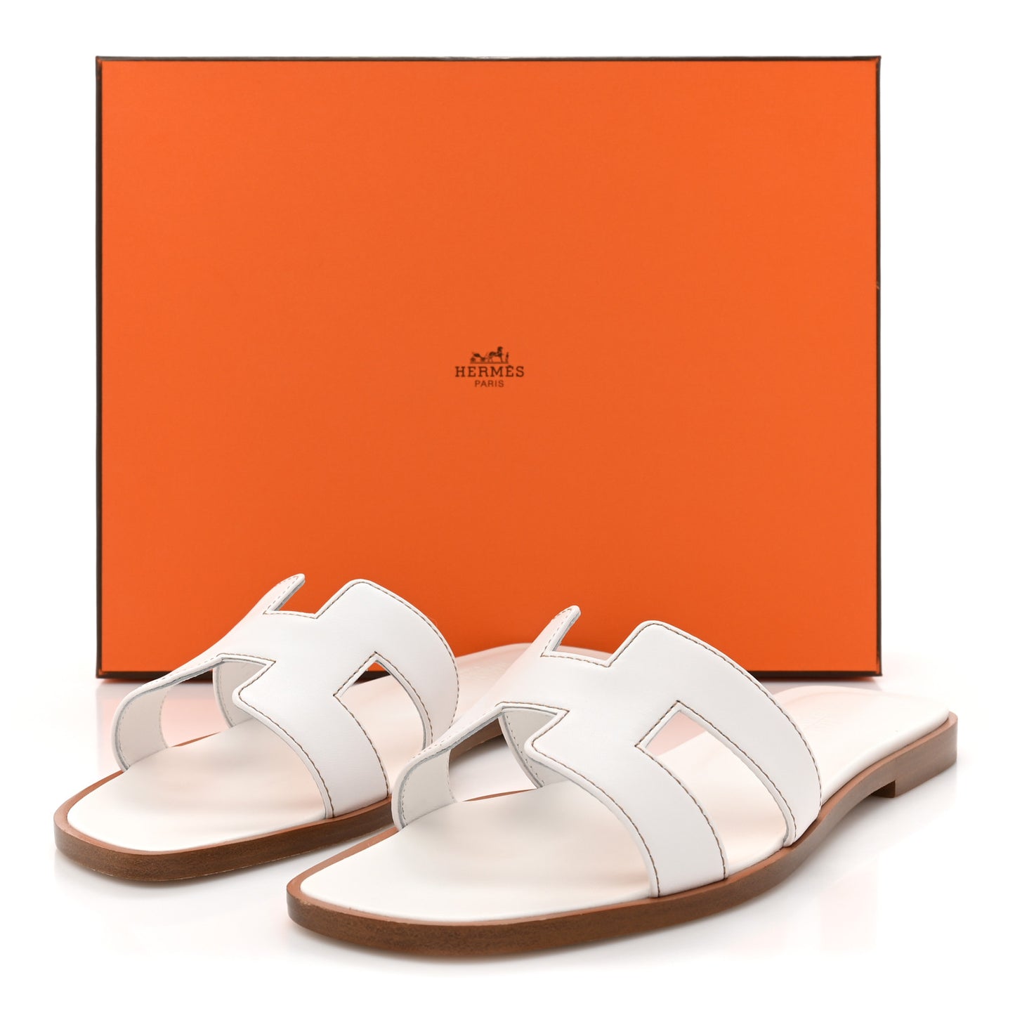 Box Calfskin Oran Sandals 36.5 White