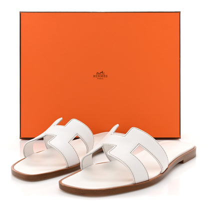 Hermes Box Calfskin Oran Sandals 36.5 White 9 of 9