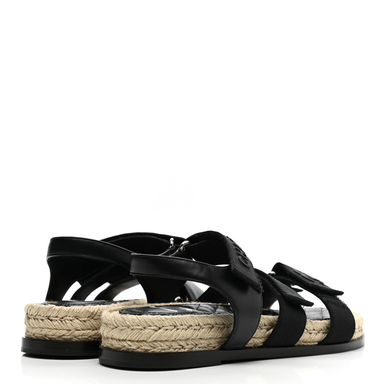 Chanel Stretch Fabric Lambskin CC Flat Sandals 36 Black 4 of 10