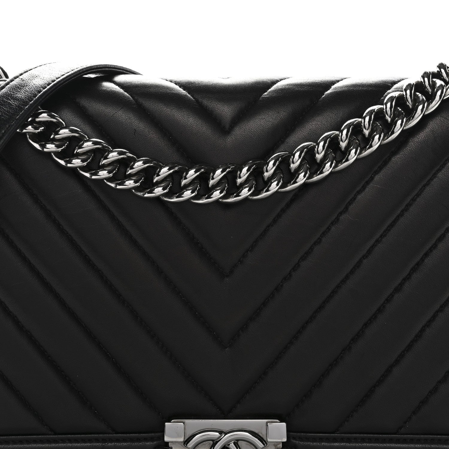 Chanel Calfskin Chevron Quilted New Medium Boy Flap Black 11 of 13