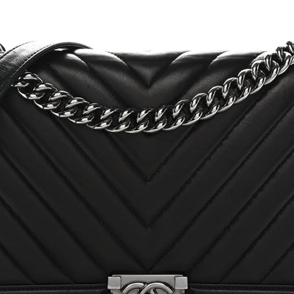 Chanel Calfskin Chevron Quilted New Medium Boy Flap Black 11 of 13