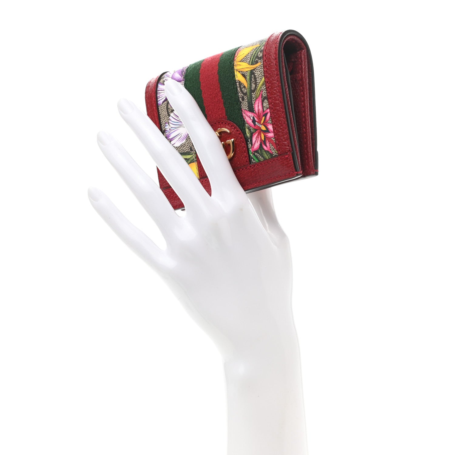 Gucci GG Supreme Monogram Flora Web Ophidia Card Case Red 2 of 8