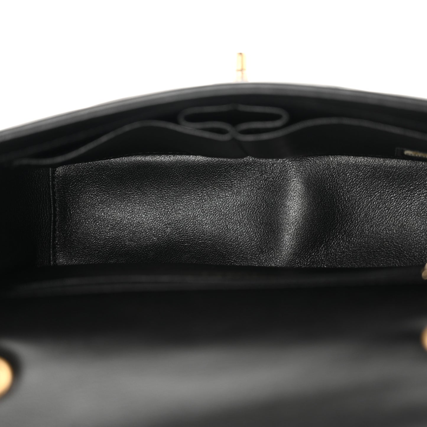 Lambskin Reversed Chevron Quilted Flap Black