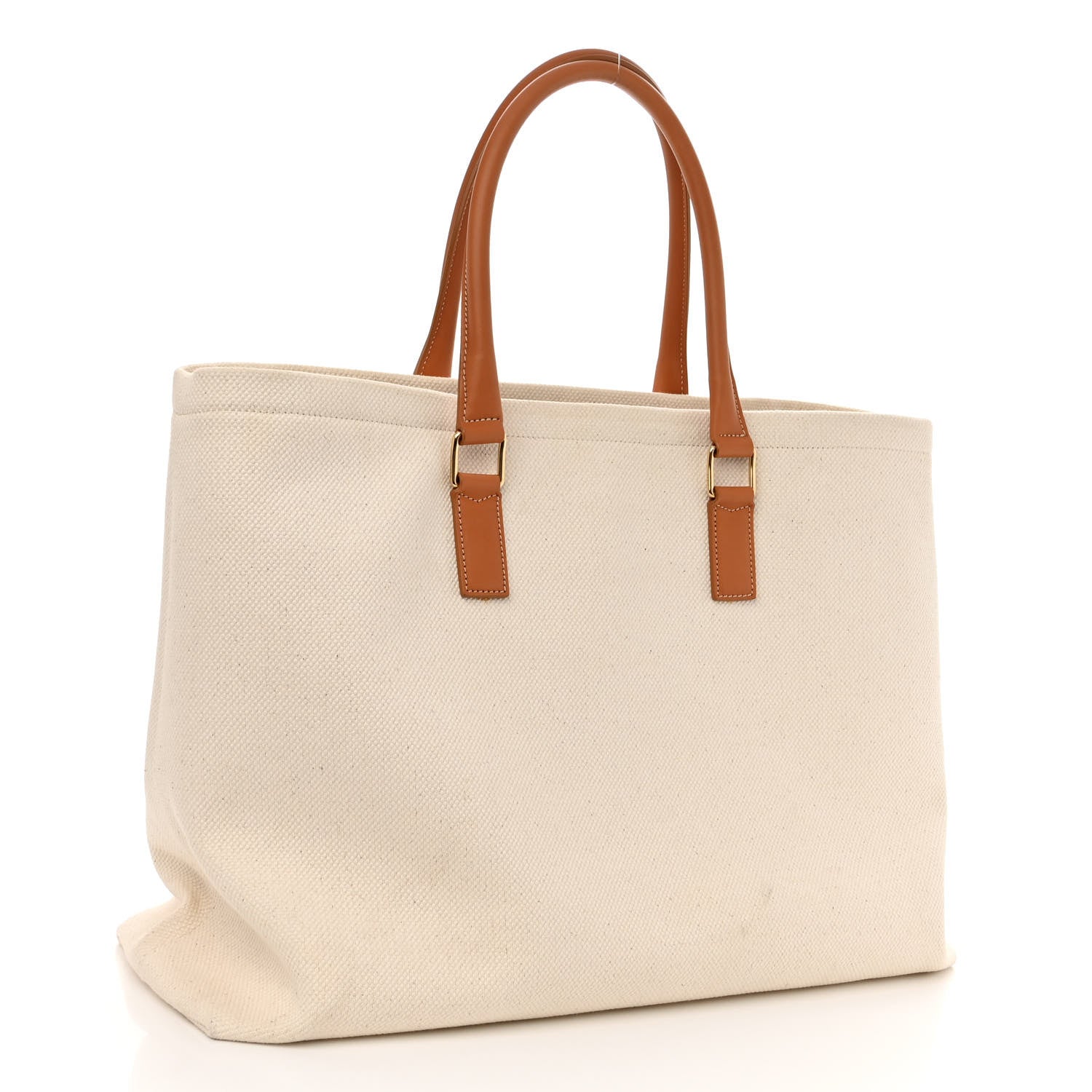 Celine Canvas Calfskin Logo Print Horizontal Cabas Natural Tan 3 of 11