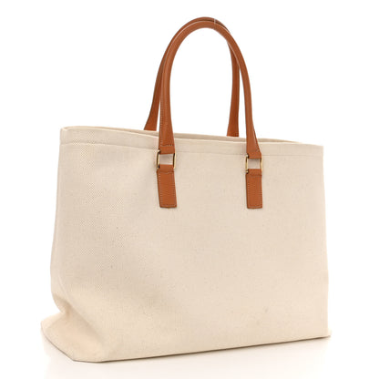 Celine Canvas Calfskin Logo Print Horizontal Cabas Natural Tan 3 of 11
