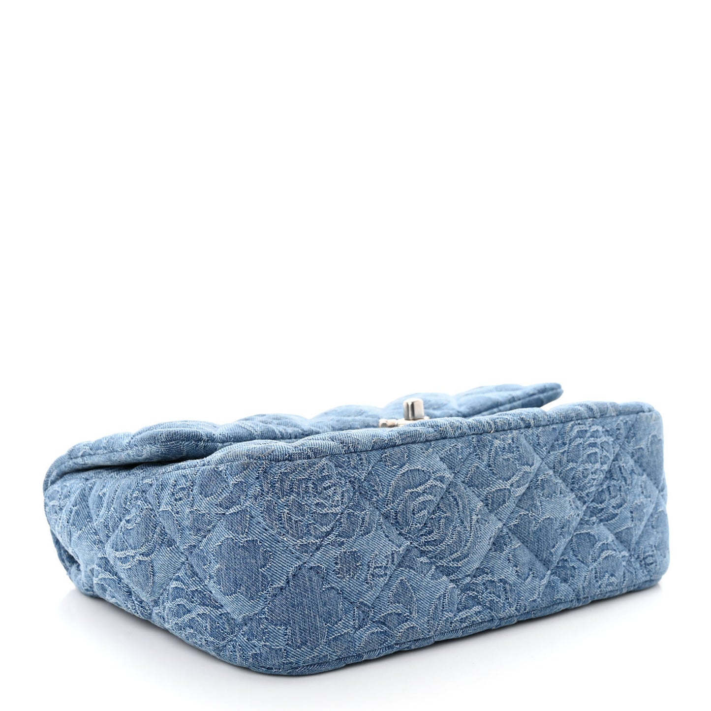 Denim Quilted Medium Camellia Sweetheart Flap Blue