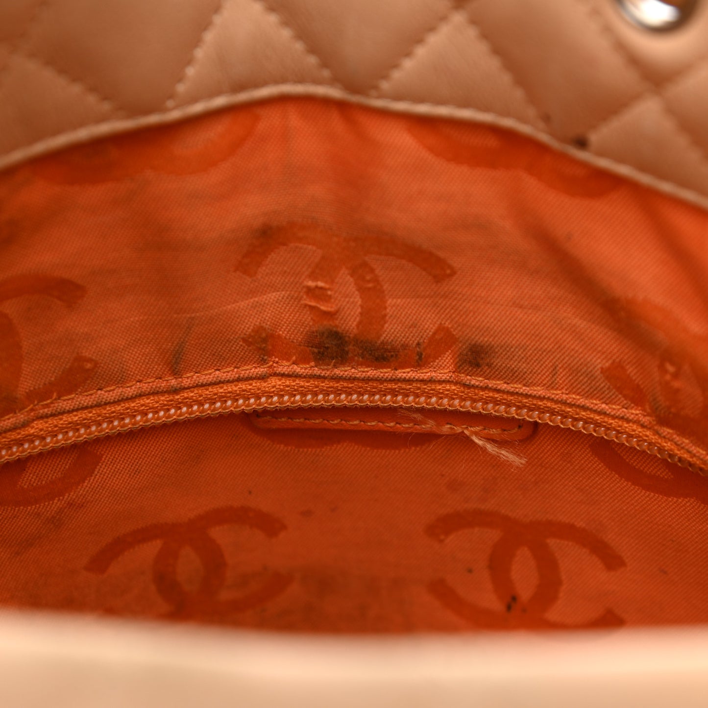 Calfskin Quilted Medium Cambon Tote Beige