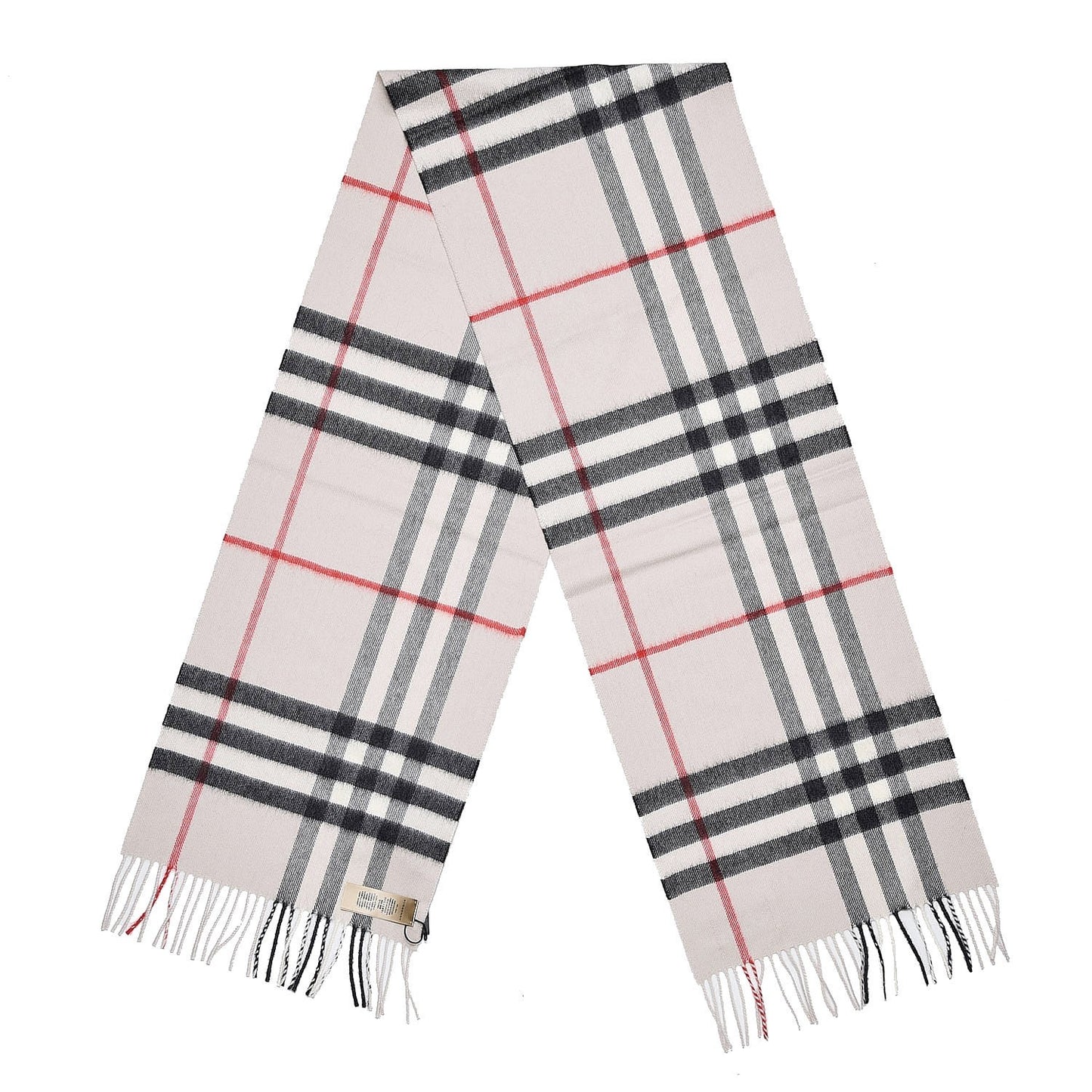 Cashmere Giant Check Fringe Scarf Stone
